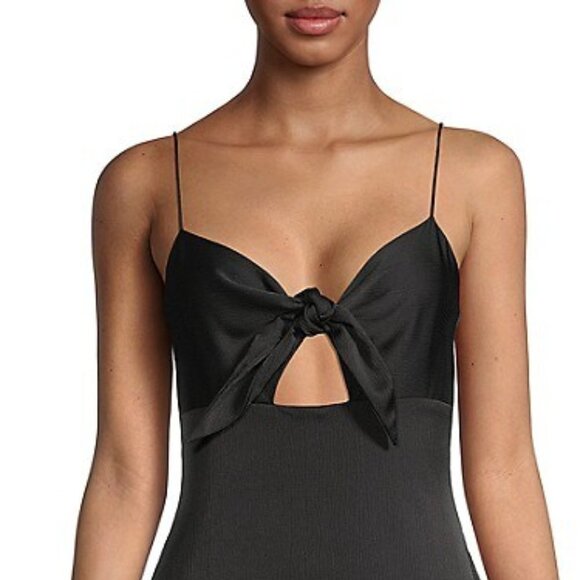 AIDAN Mattox Women's Tie-Front Cutout Sleeveless Mermaid Dress Black - Picture 2 of 7